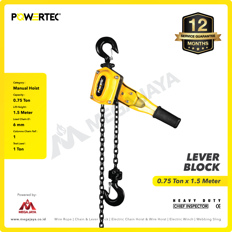 Dapatkan Produk Lever Block Powertec 0 75 T X 1 5 M 6mm Harga Terjangkau