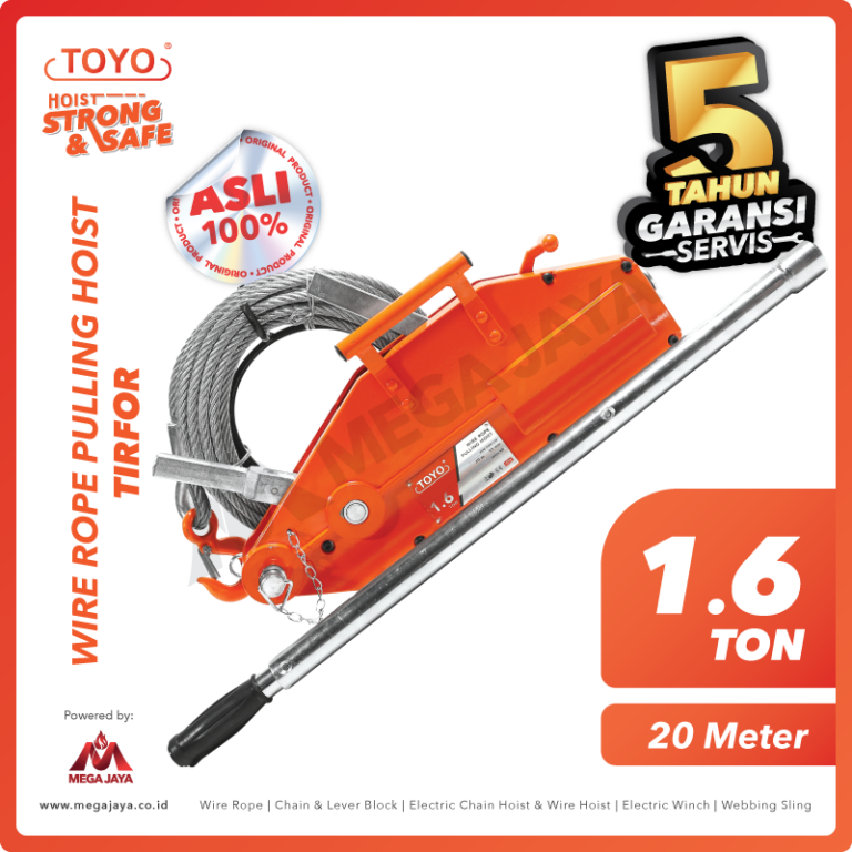 Dapatkan Produk Wire Rope Pulling Hoist Toyo ZNL1600 1 6 T X 20 M 11mm