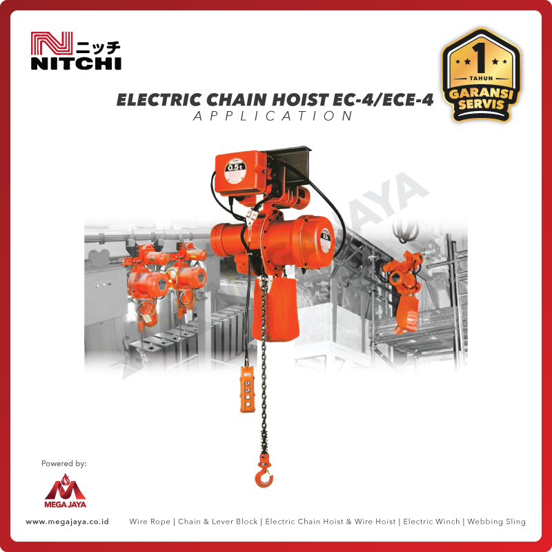 Dapatkan Produk Electric Chain Hoist 3F Nitchi EMT-MH-5 + Trolley 2 T X ...