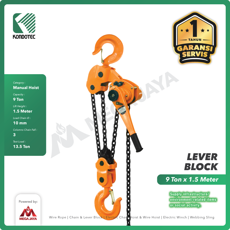 Dapatkan Produk Lever Block Kondotec 9 T x 1,5 M Harga Terjangkau