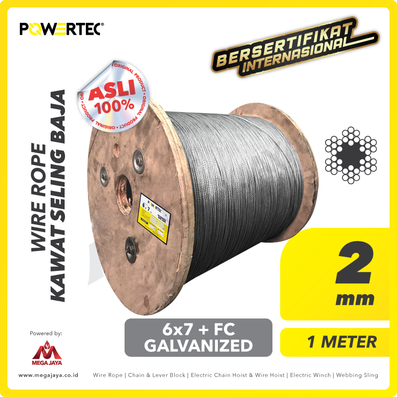 Dapatkan Produk Wire Rope Powertec 6x7 + FC Galv 2Milimeter Harga ...