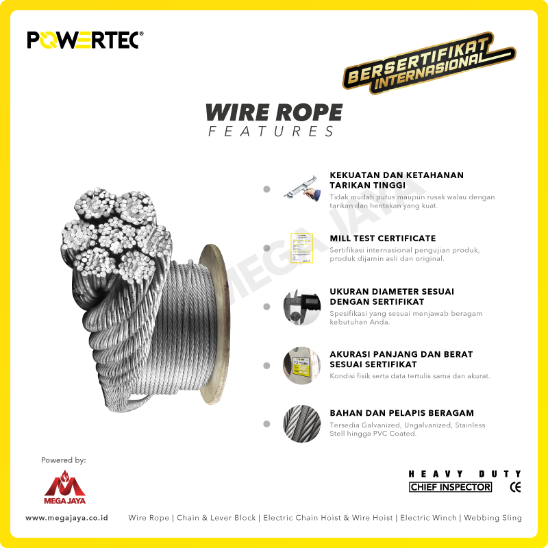 Dapatkan Produk Wire Rope Powertec 6x7 + FC Galv 2Milimeter Harga ...