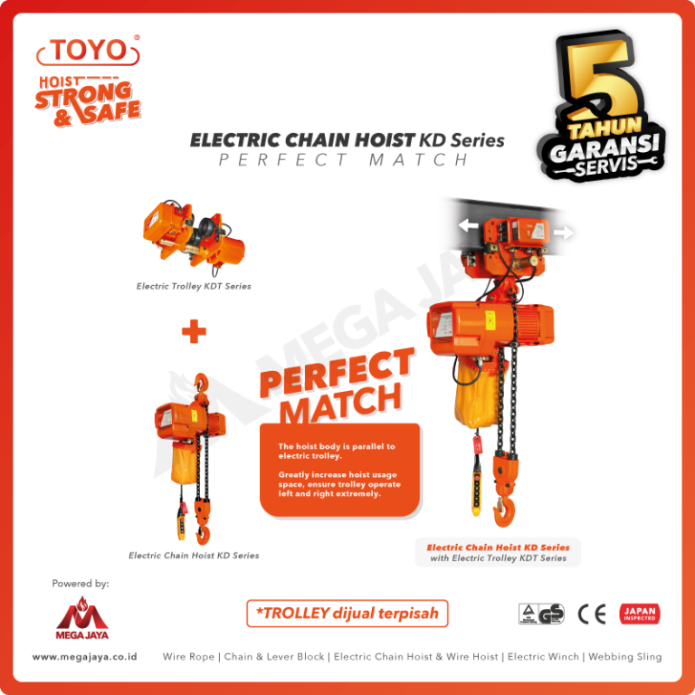 Dapatkan Produk Electric Chain Hoist 3F Toyo KD2-01 2 T X 12 M (10mm ...