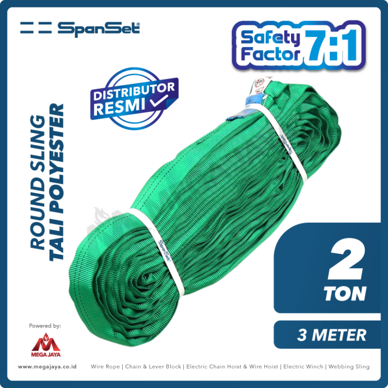 Dapatkan Produk Round Sling Spanset (7:1) 2 T x 3 M (Hijau) Harga ...