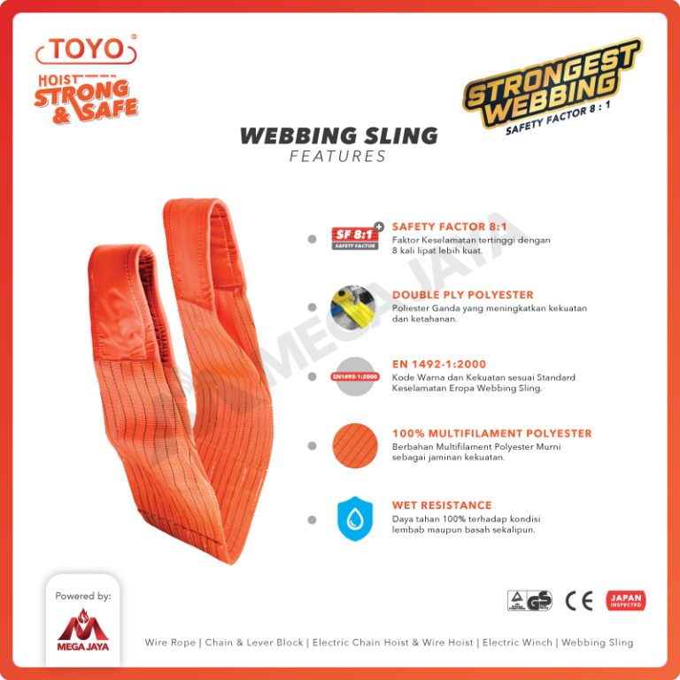 Dapatkan Produk Webbing Sling Merek Toyolift (8:1) 2Ply 2 T X 1 M ...