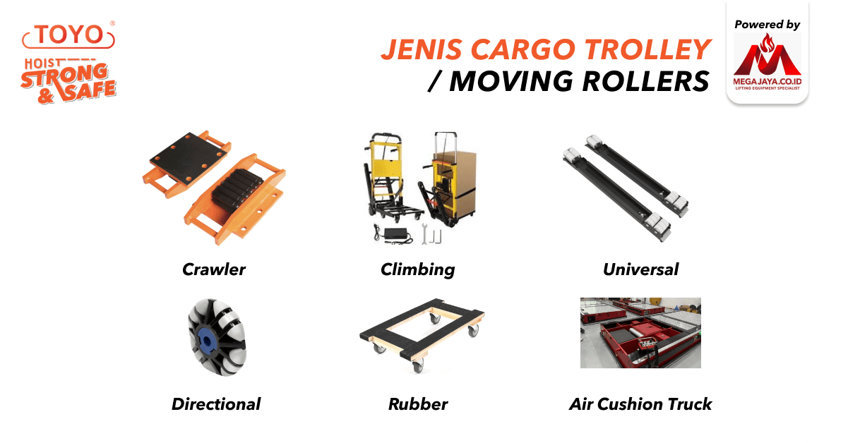 jenis cargo trolley / moving rollers